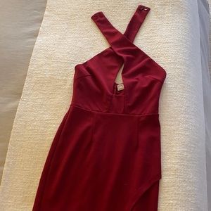 x Love Indie Doll Cross Front Midi Dress in Red